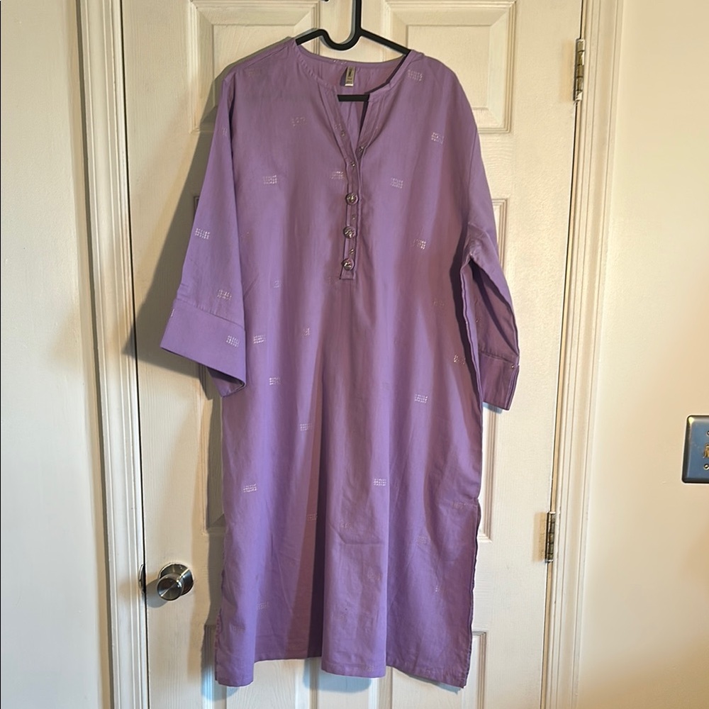 Lavender  Button-Front Tunic/ shirt